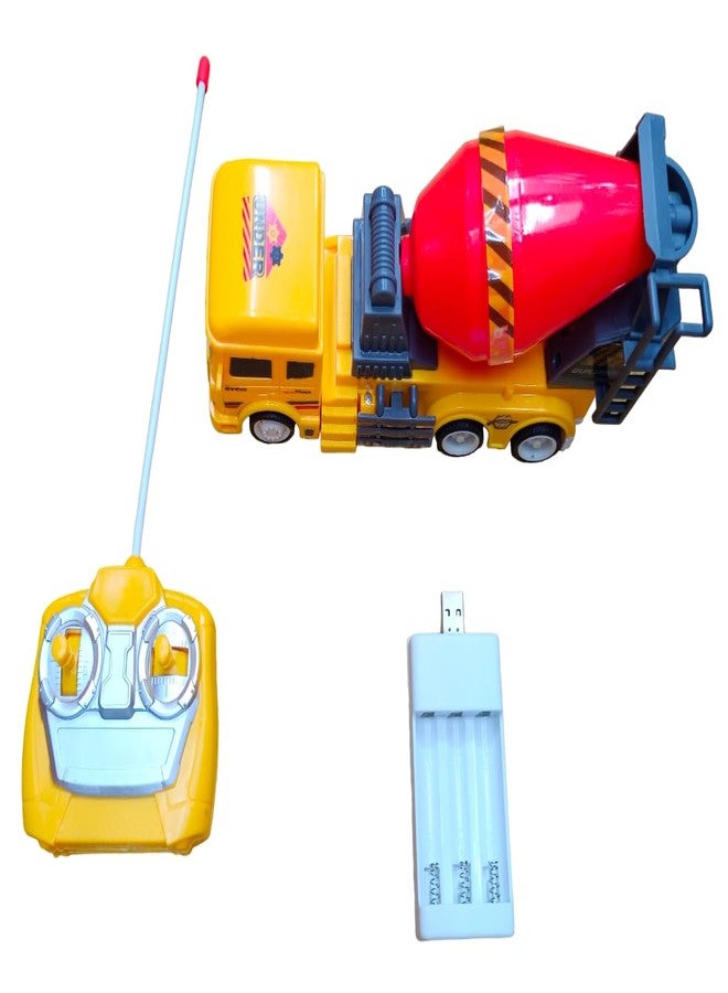ONOTIC Radio Control Cement Truck Toy RC Cement Toy Remote Control Engineering Truck with Flashing Light Moving Cement Truck - Image 1